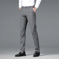 Plaid Stretch Men Business Fashion Casual Pants