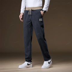 Corduroy Pants Men Elastic Waist Thick Outdoors Sports Jogging Business