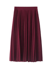 Fashion Women's High Waist Pleated Solid Color Half Length