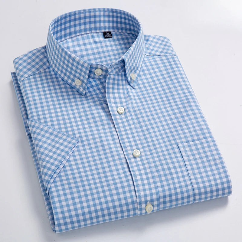 cotton summer short sleeve shirts for men slim fit office clothes