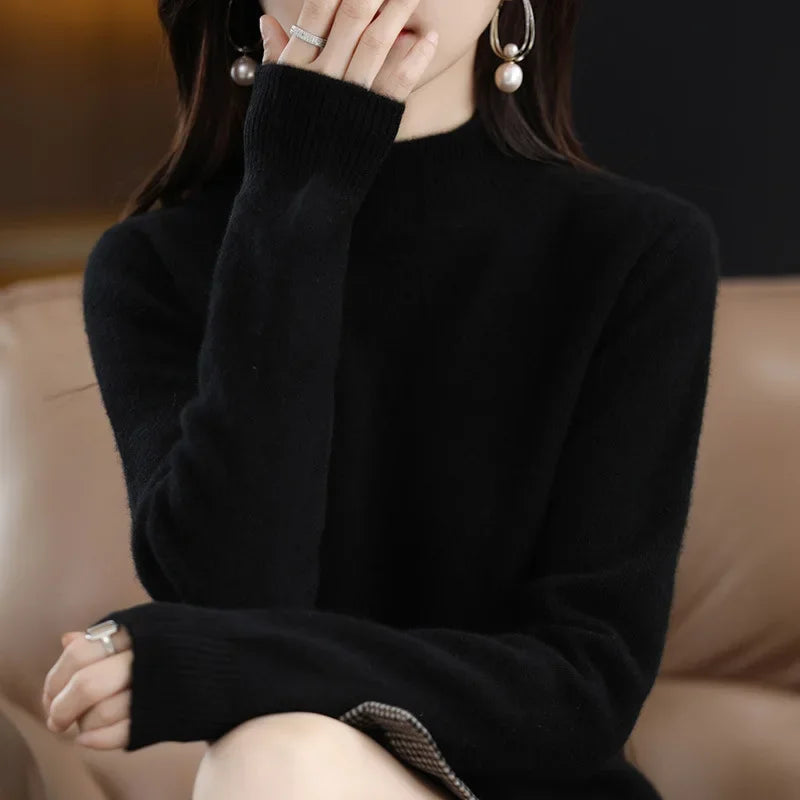 Sweater Fashion Warm Bottoming Shirts Half High Collar Basic Knitwear