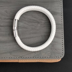 Fashion Simple White Leather Braid Bracelet Bangle