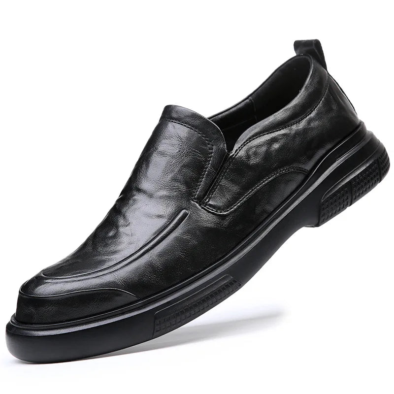 Business Shoes Flat Slip-on Cow Leather Mens Casual Shoes