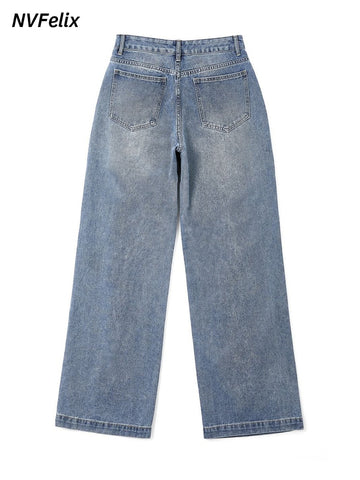 Jeans Vintage Baggy Straight Denim Trousers Y2k High Waist