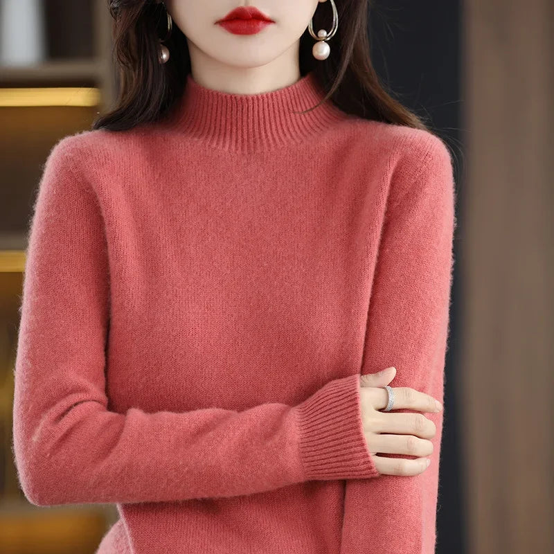 Sweater Fashion Warm Bottoming Shirts Half High Collar Basic Knitwear