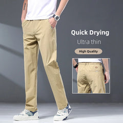 Summer Pants Men Casual Trousers Thin Zipper Pockets Sportswear