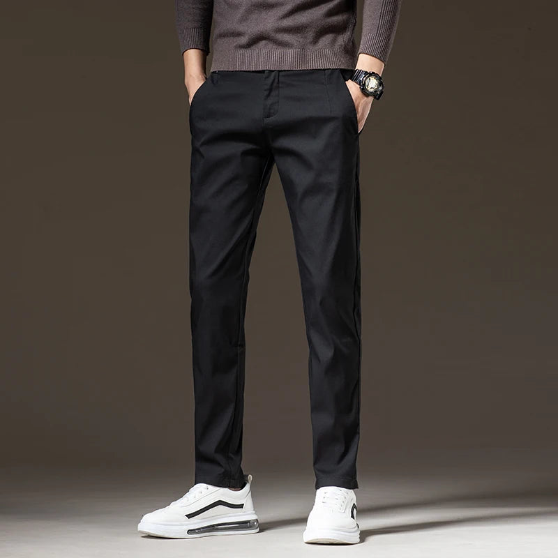 Slim Casual Pants Elastic Smooth Breathable Fashion Business Trousers