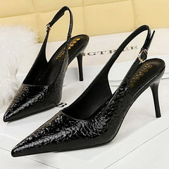 Women Sandals Patent Leather Design Pumps Fashion Heels