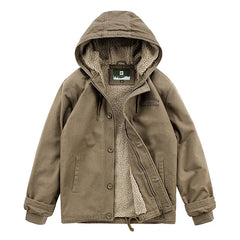 Men Hooded Winter Casual Coats Bomber Jacket Outwear Fleece