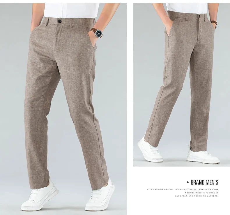 Ultra-thin Men's Fashion Pants Casual Straight Trousers