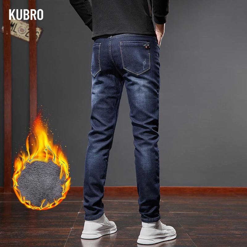 Jeans Men Business Slim Fashion Stretch Straight Causal Denim Trousers