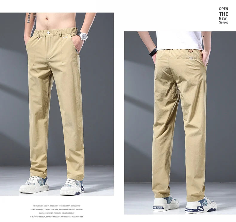 Summer Pants Men Casual Trousers Thin Zipper Pockets Sportswear