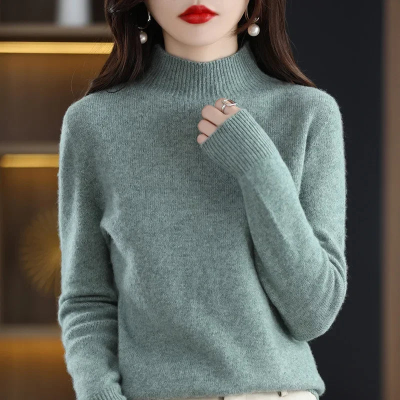 Sweater Fashion Warm Bottoming Shirts Half High Collar Basic Knitwear