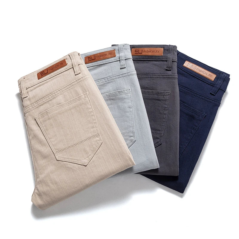 Cotton Stretch Men's Fitted Straight Pants