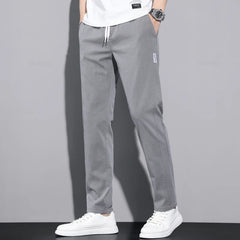 Casual Cargo Pants Men Drawstring Elastic Waist Jogging Work Trousers