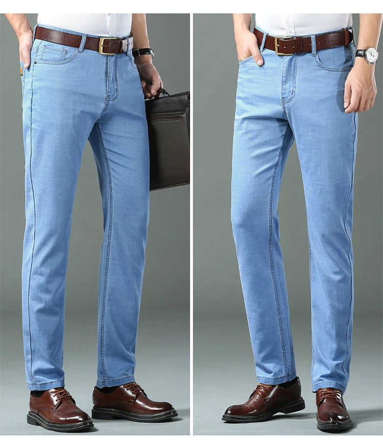 Lightweight Fit Straight Men's Jeans Classic Business Clothes