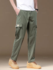 Thin Soft Cargo Casual Pants Men Cotton Solid Color Work Wear