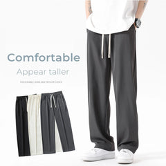 Trousers Men's Fashion Straight Loose Pants Elastic Waist Wide Streetwear