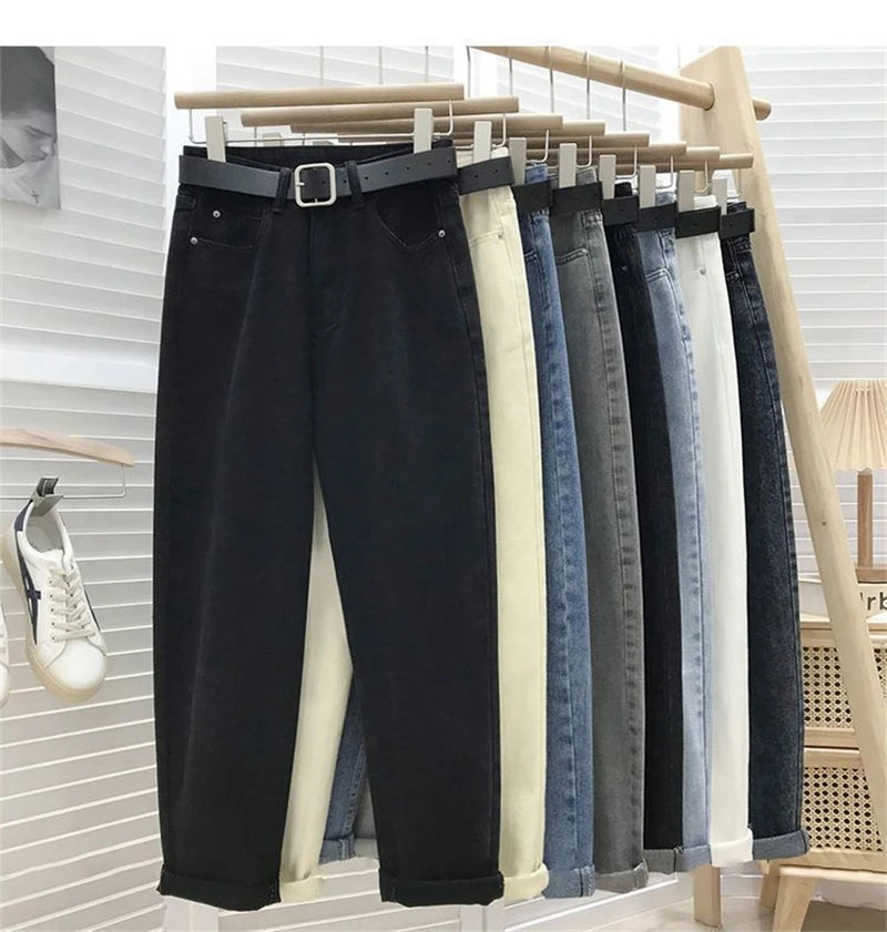 Simple Light Blue Thin Straight Pants High-waist All-match