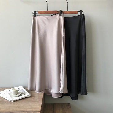 Fashion Vintage Solid High Waist Casual Maxi Skirts