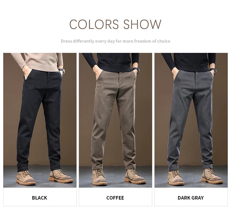 Men's Slim Straight Pants Business Casual Denim Elastic Cotton Fashion