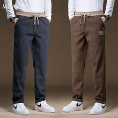 Corduroy Pants Men Elastic Waist Thick Outdoors Sports Jogging Business