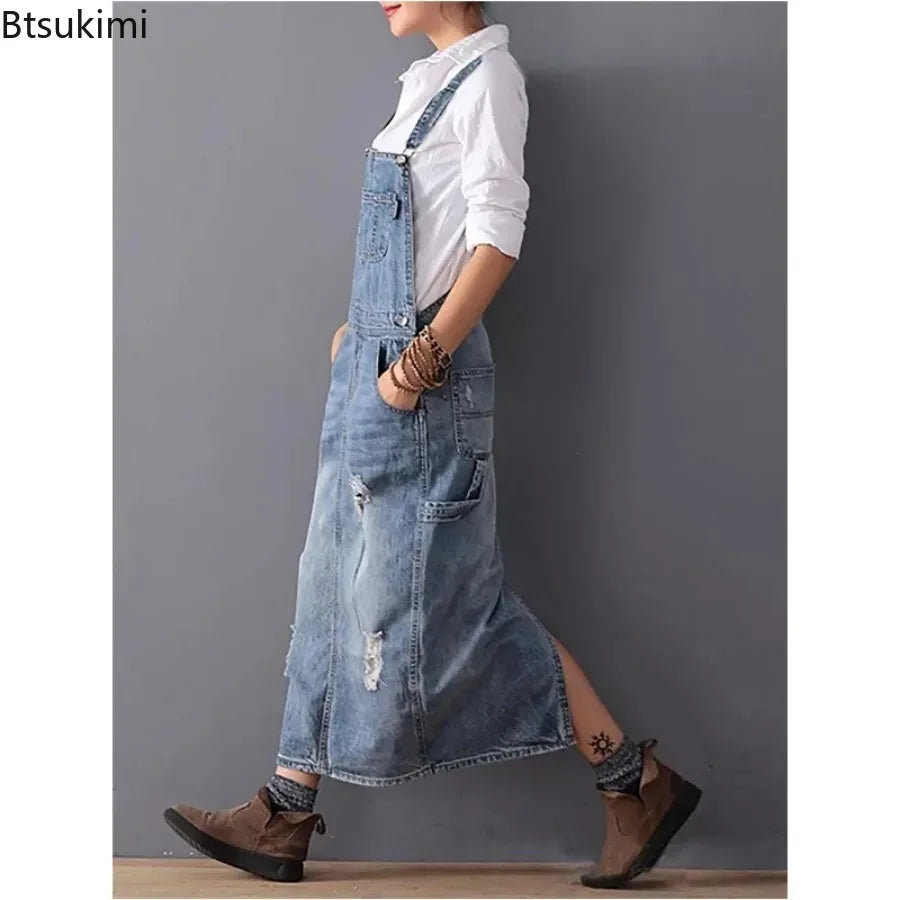 Women' Denim Dresses Suspender Sleeveless Strap Jumpsuit Overall