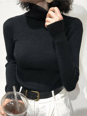 Turtleneck Sweater Tops Slim Women Pullover Jumper