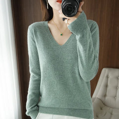 Women's Sweater Knitted Pullovers V-neck Slim Fit Jumpers Basic