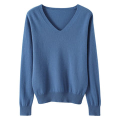 Women's Sweater Knitted Pullovers V-neck Slim Fit Jumpers Basic