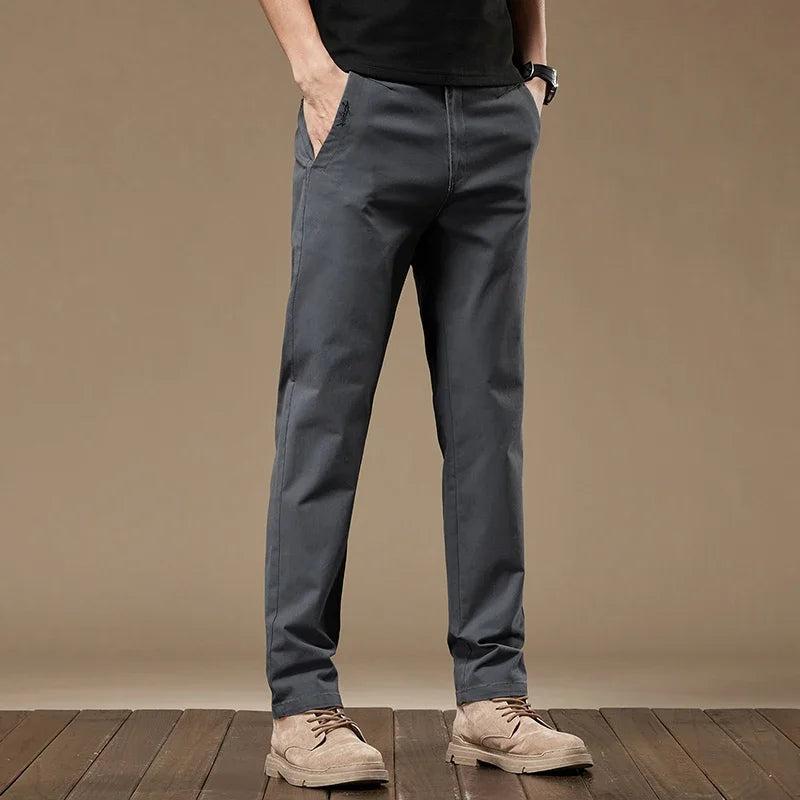 Business Casual Trousers Stretch Cotton Work Pants Formal Straight Pants