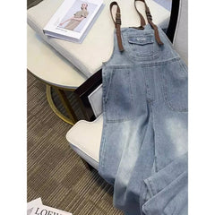 Casual Blue Denim Pants Overalls Streetwear Straight Loose Jeans