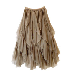 Boho Long Tulle  Mesh Irregular Midi Tutu Maxi Skirt