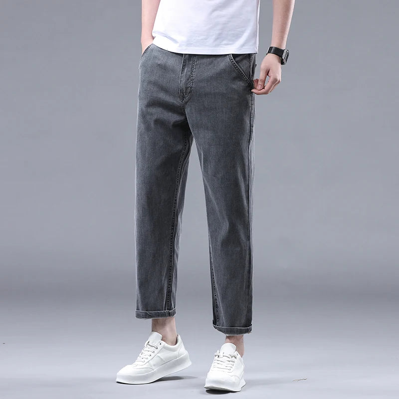 Style Men's Straight Casual Thin Jeans Denim Ankle-Length Pants