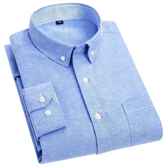 men's oxford textile shirt casual long sleeve solid color fashion