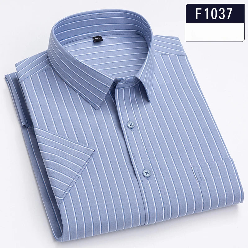 cotton summer short sleeve shirts for men slim fit Casual striped tops