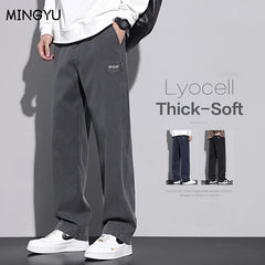 Elastic Waist Baggy Straight Thick Casual Wide Trousers Male Plus Size