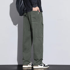 Men's Cargo Pants Cotton Work Wear Straight Thick Jogger Casual