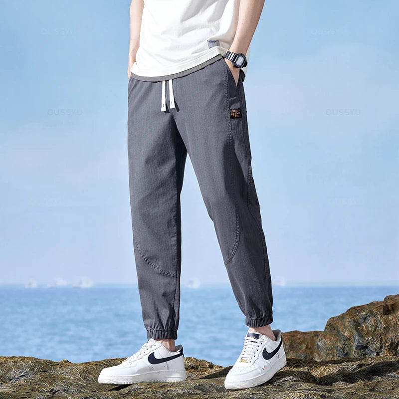 Summer Cotton Jogger Pants Men Cargo Casual Sweatpants