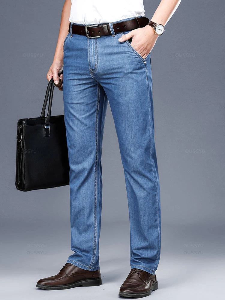 Fabric Men's Jeans Classic Business Straight Denim Pants