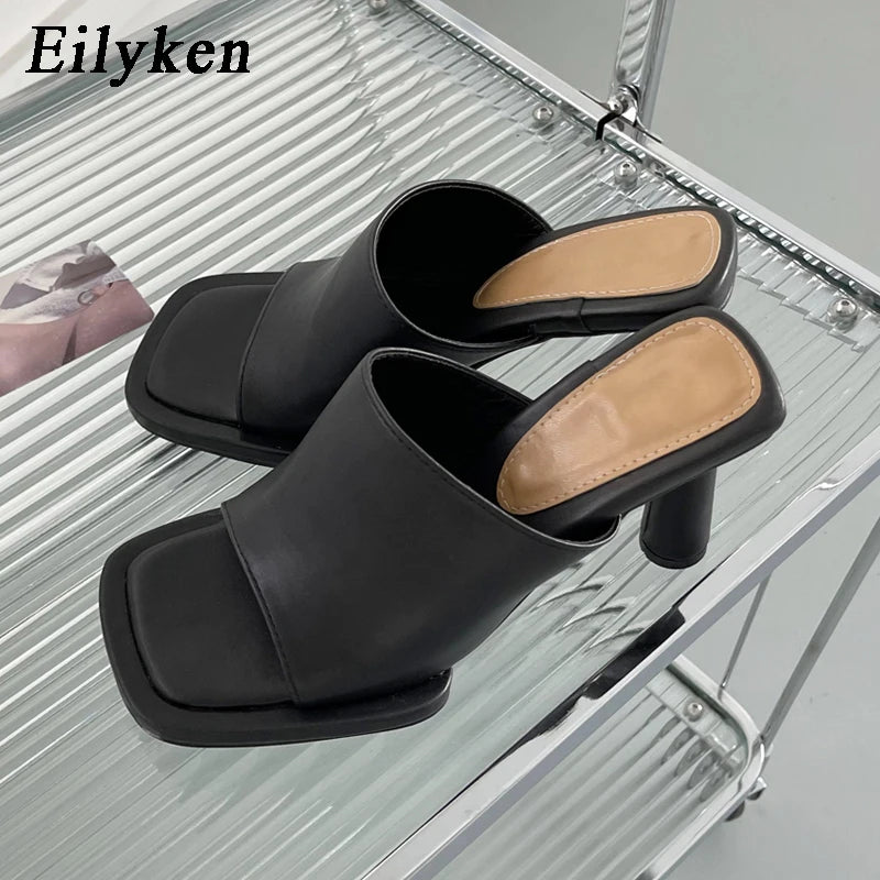 Summer Women Slipper Fashion Platform Square Toe High Heel