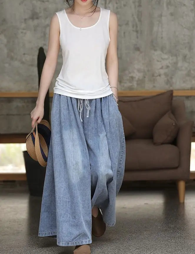 Denim Loose Wide Leg Pants High Waist Vintage Retro Pants