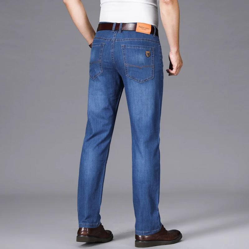 Straight Lightweight Classic Business Casual High Waist Men's Thin Jeans