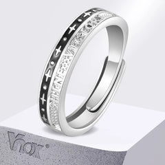 Two Tones Open Black Silver Color Stars Rings
