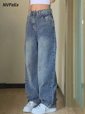 Jeans Vintage Baggy Straight Denim Trousers Y2k High Waist