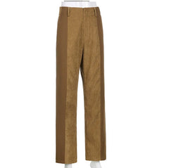 Y2k Corduroy Striped Patchwork Casual Pants High Waist Baggy Straight Trousers