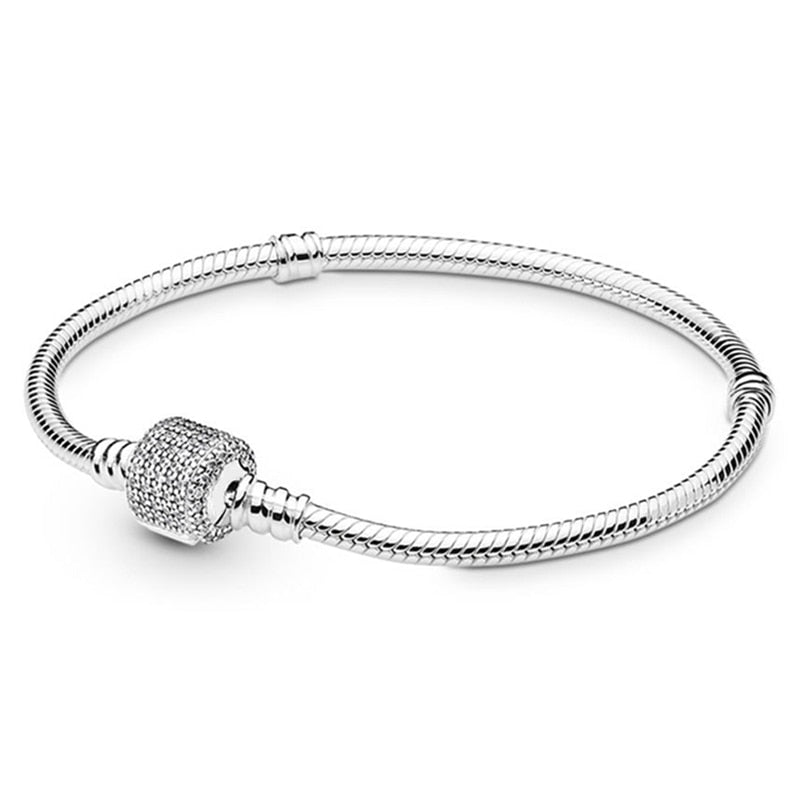 Silver Plated Cute Owl Snake Chain Charm Bracelet