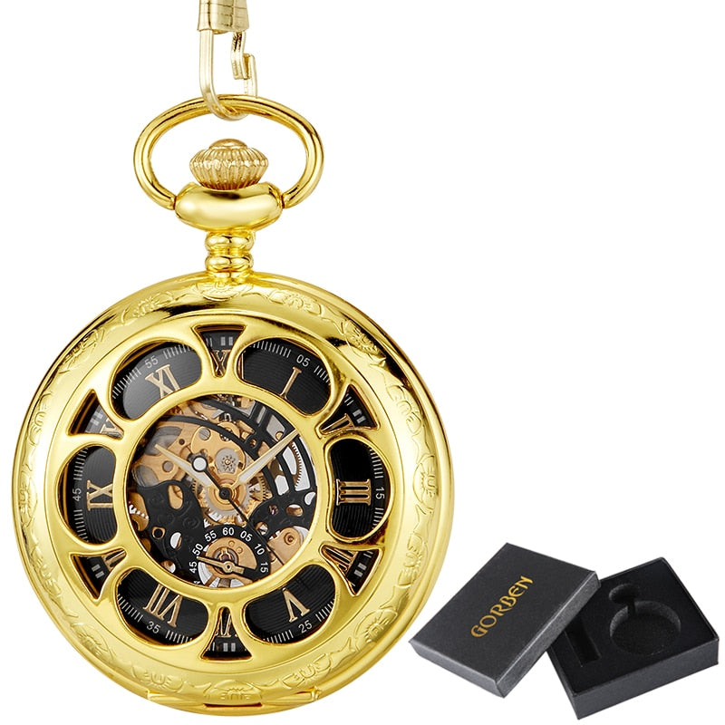 Bronze Mechanical Hand Wind Pocket Watches Roman Numeral