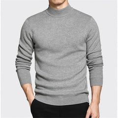 Men Sweater Solid Pullovers Mock Neck Thin Fashion Undershirt
