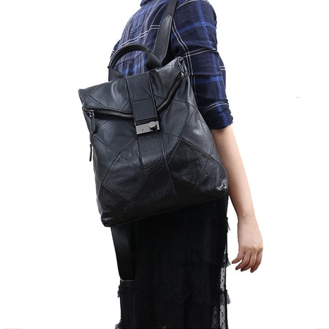 Leather Anti Theft Women Backpack Outdoor Travel Bag Large Capactiy